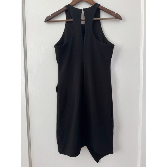 Leith Black Asymmetric Hem Sheath Dress With Keyhole Button Back Size X Small - Picture 7 of 10